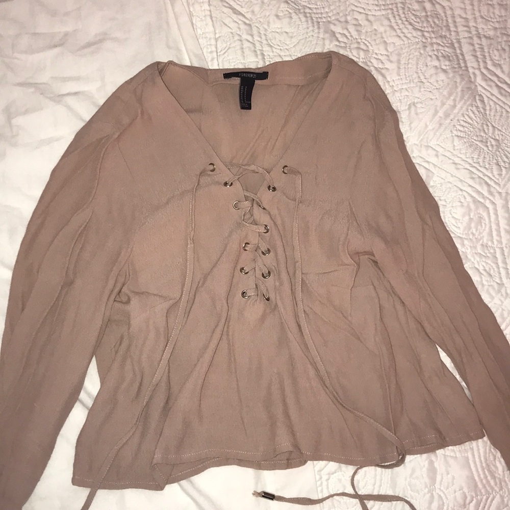 Crop lace up top